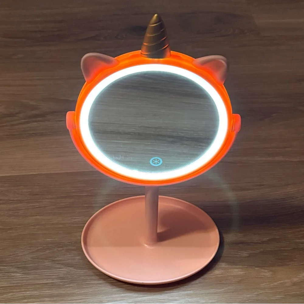 Pink Lighted Unicorn Mirror with Jewelry Tray